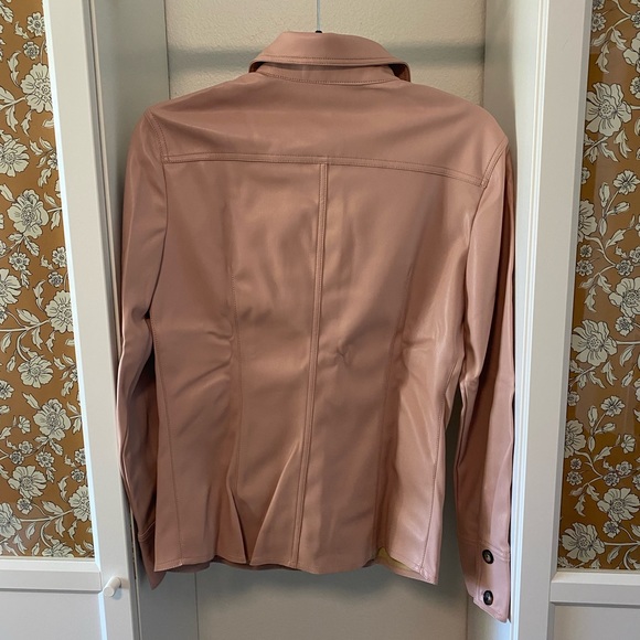 MANGO Blush Faux Leather Button Down Shirt. SZ SMALL. Pristine, With Tags. - Picture 3 of 9
